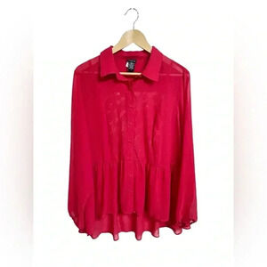 Torrid Scarlet Red Sheer Lace Blouse Tunic Size 1X